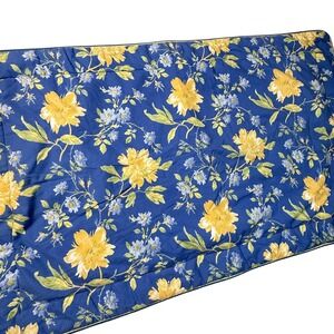 Laura Ashley Emilie King Pillow Sham‎ Blue Yellow Floral Quilted Cottagecore